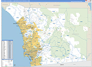 San Diego-Carlsbad Metro Area Wall Map Basic Style